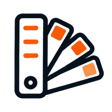 Multiple decorative color flake and coating finish options icon