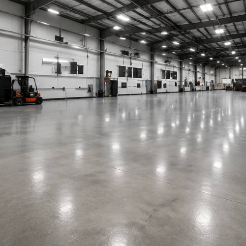 Heavy-duty industrial warehouse floor coating application